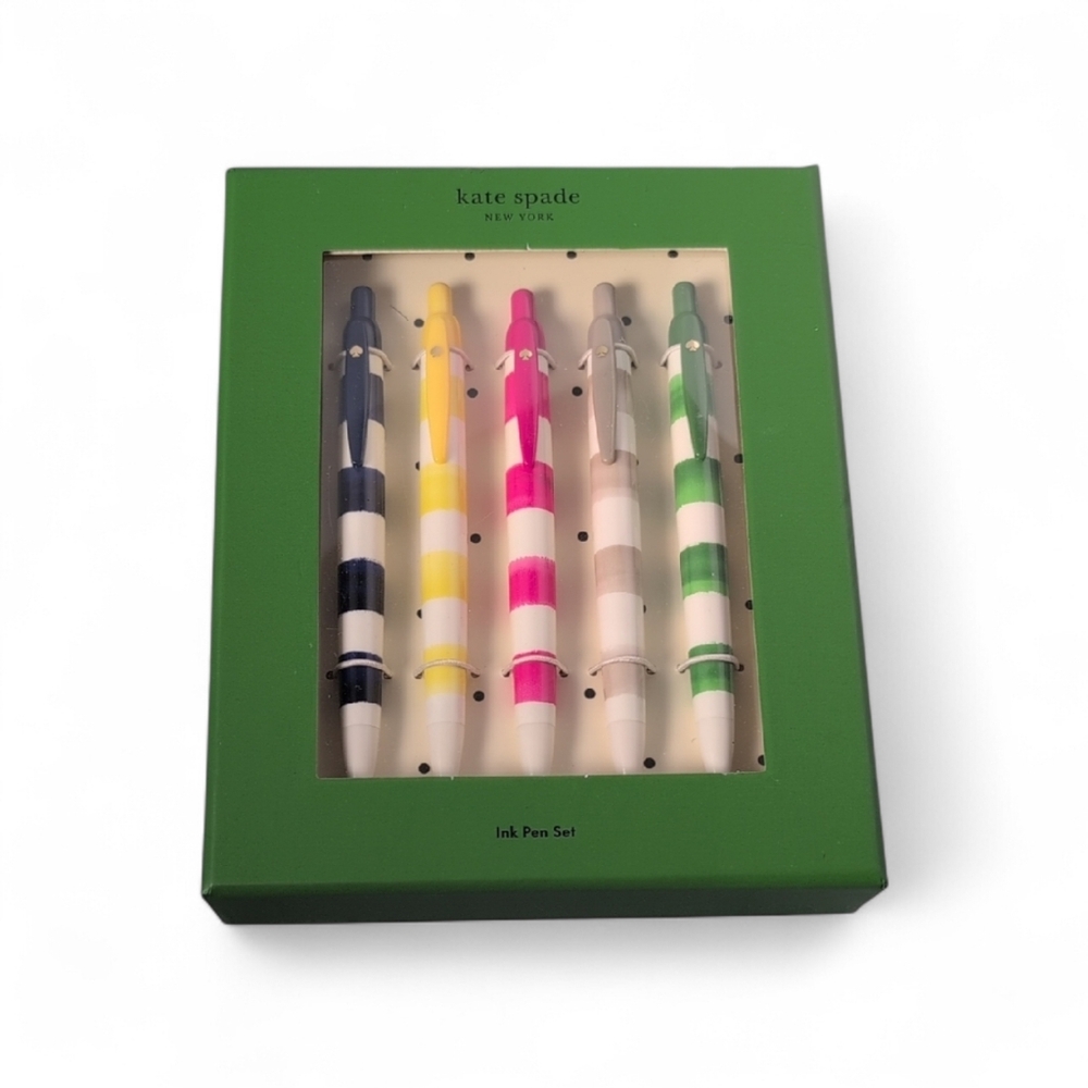 Kate Spade Striped Click Ink Pen Set of 5